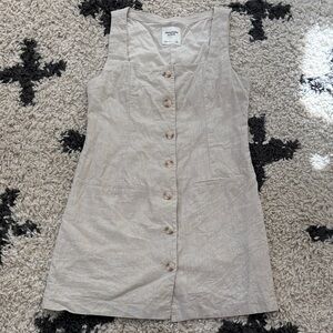 Abercrombie & Fitch Beige Button-Front Mini Dress